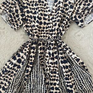 Zara Black and Cream Patterned Dress